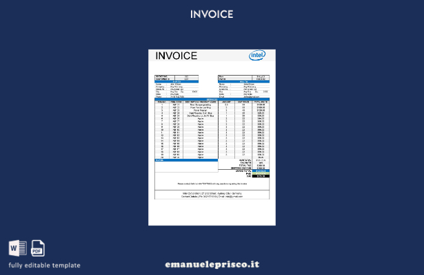 modello di fattura Intel USA in stile verificato